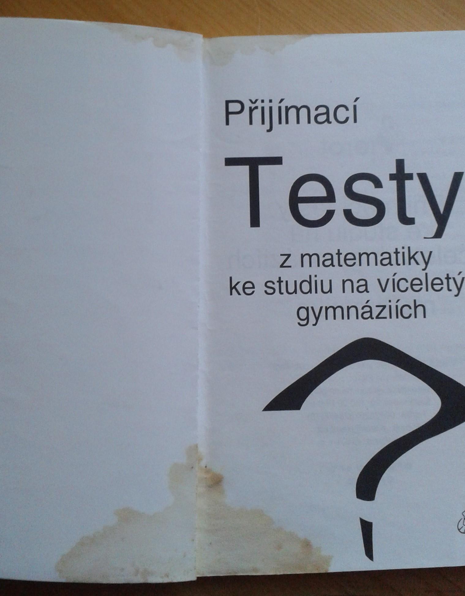 Testy z matematiky  víceletých gymnázií